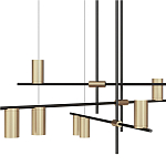 Люстра с 9-ю цилиндрическими плафонами цвета латунь TRIBES CHANDELIER варинант исполнения - 2 | Loft Concept в Москве