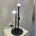 Настольная лампа с тремя прозрачными куполообразными плафонами и черным металлическим основанием Flos Wireline Lighting варинант исполнения - 5 | Loft Concept в Москве