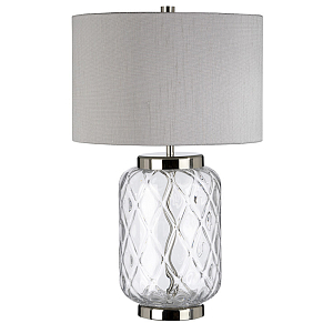 Настольная лампа с цилиндрическим абажуром и прозрачным стеклянным основанием Quintiesse