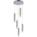 Подвесной светильник Metal Acrylic Tube Five Chrome Hanging Lamp варинант исполнения - 2 | Loft Concept в Москве