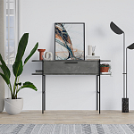 Консоль напольная серая с выдвижным ящиком и 2-мя полками с белой столешницей OTIS CONSOLE RETRO GRAY варинант исполнения - 1 | Loft Concept в Москве