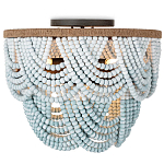 Круглый потолочный светильник с подвесками из круглых деревянных бусин Ombre Wooden Beads Blue Ceiling Lamp варинант исполнения - 2 | Loft Concept в Москве