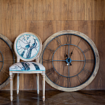 Часы настенные деревянные с римскими цифрами чёрного цвета Clock with History варинант исполнения - 3 | Loft Concept в Москве