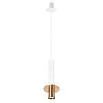 Подвесной светильник с узким цилиндрическим плафоном и золотым металлическим декором Concrete Pipe варинант исполнения - 11 | Loft Concept в Москве