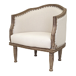 Кресло низкое с мягкой обивкой из льна на 4-х деревянных ножках Emile Armchair beige варинант исполнения - 3 | Loft Concept в Москве