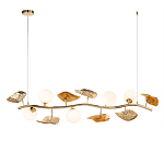 Люстра линейная на золотистом каркасе с белыми стеклянными плафонами Zest of Light варинант исполнения - 1 | Loft Concept в Москве