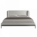 Кровать двуспальная серая с мягким изголовьем из экокожи и ткани Modern Look варинант исполнения - 3 | Loft Concept в Москве