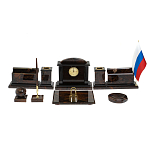 Настольный письменный набор с часами из природного камня обсидиана  Gift for Manager варинант исполнения - 1 | Loft Concept в Москве