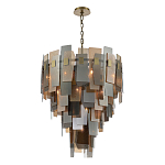 Люстра с многослойными стеклянными панелями янтарного и дымчатого цвета Textured Glass Chandelier варинант исполнения - 3 | Loft Concept в Москве