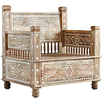 Деревянное кресло из массива манго с резьбой Vela Grey Mango Chair варинант исполнения - 1 | Loft Concept в Москве