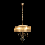 Люстра подвесная круглая с тканевым полупрозрачным абажуром и подвесками 4 лампы Gilded Elegance варинант исполнения - 1 | Loft Concept в Москве