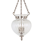 Подвесной светильник цвета никель с прозрачным ребристым стеклянным плафоном в классическом стиле Elstead Lighting варинант исполнения - 1 | Loft Concept в Москве