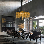 Люстра подвесная круглая с изогнутыми металлическими дугами и ниспадающими цепочками 65 см Atlantis Chain варинант исполнения - 9 | Loft Concept в Москве