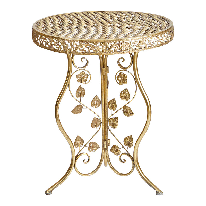 Столик приставной золотистый с орнаментом на столешнице Tanzania Золотой в Москве | Loft Concept 