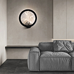 Светодиодное бра круглой формы с металлической рамой черного цвета Marble Glow варинант исполнения - 3 | Loft Concept в Москве