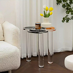 Дизайнерский журнальный стол с фигурной столешницей на 3-х прозрачных ножках Rahakif варинант исполнения - 4 | Loft Concept в Москве