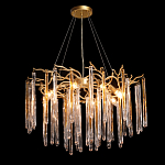 Люстра подвесная золотого цвета с разветвленными ветвями и прозрачными стеклянными подвесками Droplet Chandelier варинант исполнения - 3 | Loft Concept в Москве
