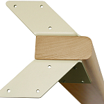 Обеденный стол с прямоугольной бежевой столешницей из стекла на 4-х деревянных ножках Beige Marble варинант исполнения - 5 | Loft Concept в Москве