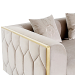 Диван двухместный  бежевый с золотым каркасом Bertrude варинант исполнения - 2 | Loft Concept в Москве