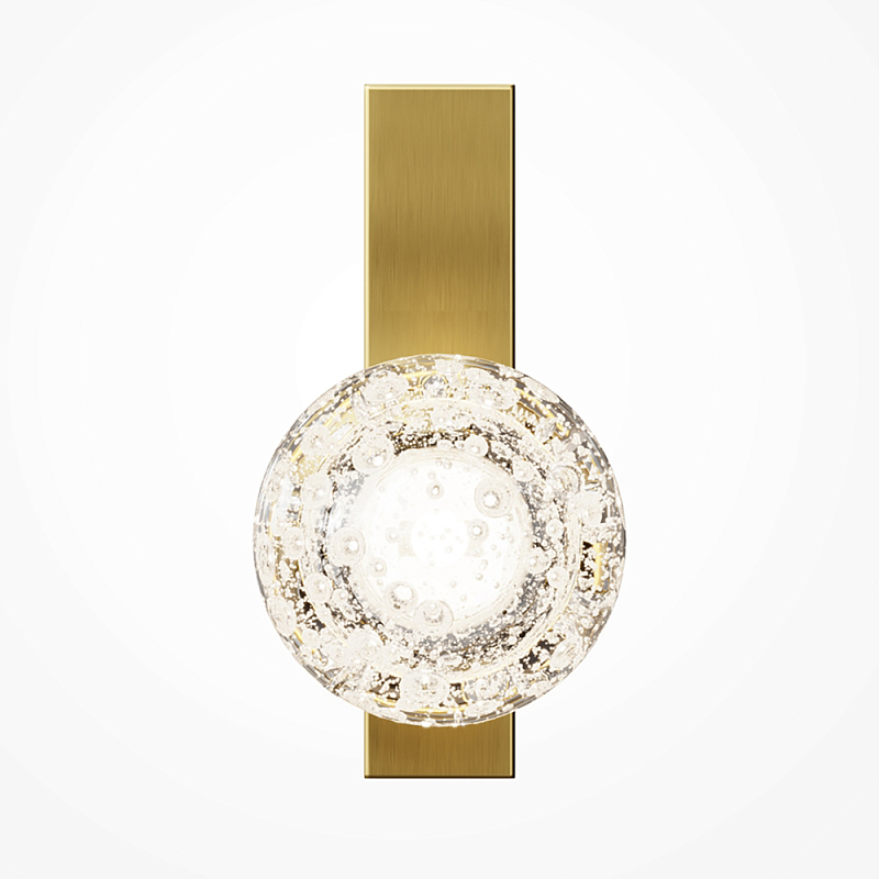 Бра с плафоном из прозрачного стекла с пузырьками воздуха Effervia Латунь Прозрачное Стекло в Москве | Loft Concept 
