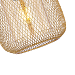 Подвесной светильник со стеклянным плафоном цилиндрической формы и металлической сеткой Metal Mesh Gold варинант исполнения - 4 | Loft Concept в Москве