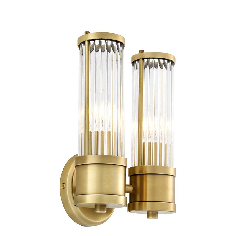 Бра Wall Lamp Claridges Dual Brass Латунь Античная полированная Прозрачное Стекло в Москве | Loft Concept 