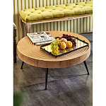 Журнальный столик с круглой фактурной столешницей из натурального дерева Vortex варинант исполнения - 6 | Loft Concept в Москве