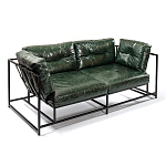 Диван Лофт Натуральная Винтажная кожа Зеленый Two Seat Encounter Leather Sofa варинант исполнения - 3 | Loft Concept в Москве