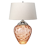 Настольная лампа с фактурным стеклянным основанием красного цвета с хромированной деталью у горловины и белым абажуром из искусственного шёлка Elstead Lighting варинант исполнения - 1 | Loft Concept в Москве