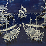 Картина ручная вышивка бисером Ночной пейзаж Night Boat Bay варинант исполнения - 4 | Loft Concept в Москве