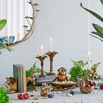 Подсвечник в форме пальмы с резными листьями и текстурным основанием Golden palm leaves варинант исполнения - 4 | Loft Concept в Москве