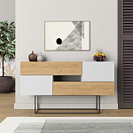 Комод c 2-мя белыми дверцами и 2-мя выдвижными ящиками цвета древесины EROS CONSOLE OAK WHITE варинант исполнения - 1 | Loft Concept в Москве