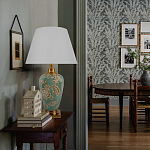 Настольная лампа бирюзовая с цветочным принтом Turquoise Flight варинант исполнения - 5 | Loft Concept в Москве