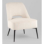 Кресло лаунж Бостон велюр рельефный молочный на черных ножках варинант исполнения - 1 | Loft Concept в Москве