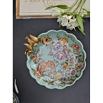 Блюдо из голубого фарфора с бронзовой птичкой Blue Garden варинант исполнения - 5 | Loft Concept в Москве