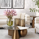 Дизайнерский журнальный стол с круглой столешницей на 3-х геометрических ножках Lehumod варинант исполнения - 3 | Loft Concept в Москве