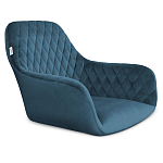 Барный стул со спинкой и подлокотниками на 4-х деревянных ножках Douglas Rhombus Синий Велюр варинант исполнения - 2 | Loft Concept в Москве