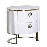 Тумбочка белая овальная с мраморной столешницей Thoroughbass варинант исполнения - 1 | Loft Concept в Москве