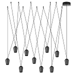 Подвесной светильник черными плафонами на длинных пересекающихся тросах Construction варинант исполнения - 7 | Loft Concept в Москве