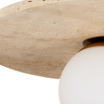 Потолочный светильник из травертина с плафоном из белого матового стекла Marble Glow варинант исполнения - 1 | Loft Concept в Москве