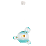 Подвесной светильник с прозрачными бирюзовыми стеклянными шарами и золотыми деталями Диаметр 43 Giopato & Coombes варинант исполнения - 1 | Loft Concept в Москве