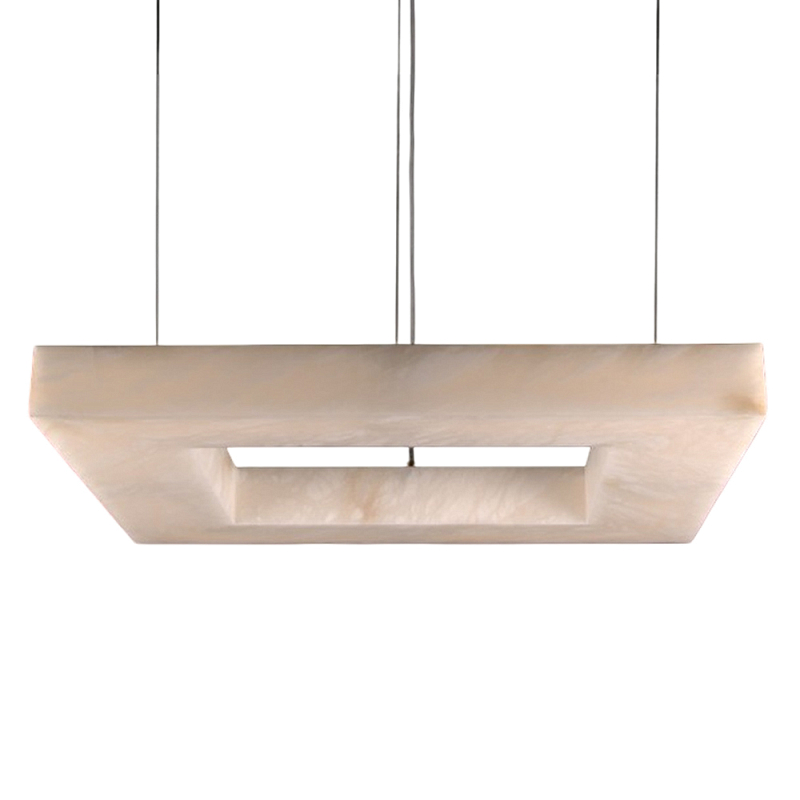 Люстра с квадратным каменным плафоном Calcite Square Light Латунь Белый Люстра с квадратным каменным плафоном Calcite Square Light Латунь Белый в Москве | Loft Concept