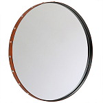 Зеркало овальное в металлической раме с кожаной отделкой Loft in Reflection варинант исполнения - 1 | Loft Concept в Москве