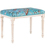 Банкетка из массива бука с цветочным принтом Turquoise Beige Chinoiserie Imperial  Garden Banquette варинант исполнения - 1 | Loft Concept в Москве