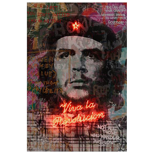 Постер с Неоновым Светящимся Текстом Че Гевара Ches Revolution