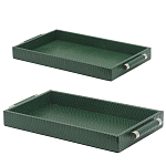 Комплект из двух прямоугольных подносов зеленого цвета Serpent варинант исполнения - 2 | Loft Concept в Москве