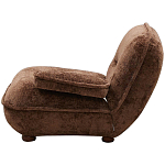 Кресло без подлокотников коричневое ну круглых деревянных ножках Loup Plush Armchair Brown варинант исполнения - 2 | Loft Concept в Москве