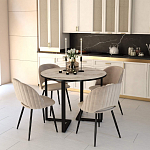 Стол обеденный раздвижной со столешницей бежевый мрамор Magali варинант исполнения - 4 | Loft Concept в Москве