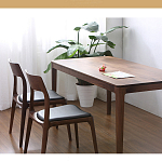 Стул деревянный с мягким сиденьем из черной натуральной кожи Moon Walnut Furniture варинант исполнения - 1 | Loft Concept в Москве