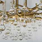 Потолочная люстра в виде ветвей деревьев золотого цвета с прозрачными подвесками-каплями Droplet Chandelier варинант исполнения - 5 | Loft Concept в Москве